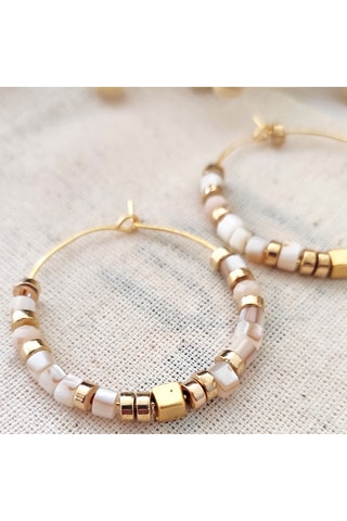 Créoles - Laiton plaqué or & perles