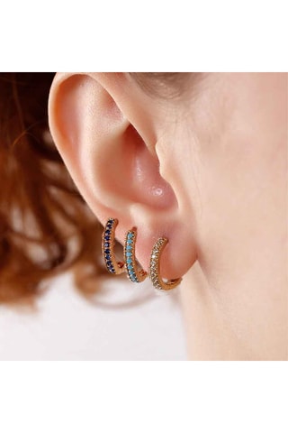 Trio de boucles d'oreilles - Laiton plaqué or & zircons