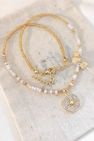 Collier - Plaqué or jaune et zircons