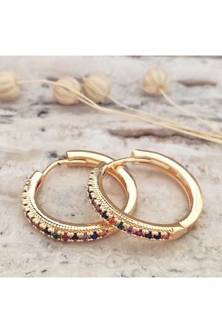 Boucles d'oreilles créoles - Laiton plaqué or & zircons