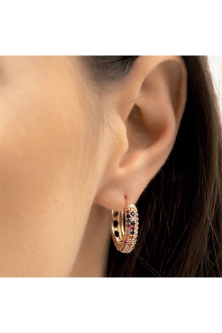 Créoles - Laiton plaqué or & zircons