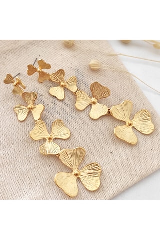 Boucles d'oreilles feuilles - Laiton plaqué or