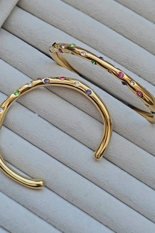 Jonc - Plaqué or jaune et zircons