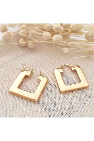 Boucles d'oreilles carrées - Laiton plaqué or