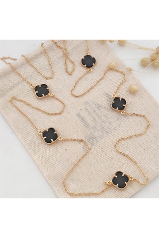 Collier - Laiton plaqué or - Noir