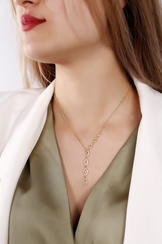 Collier  Doré à l'or fin jaune et zircons