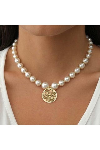 Collier de perles - Laiton plaqué or & zircons