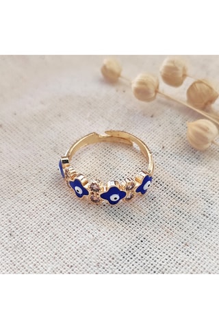 Bague porte bonheur - Laiton plaqué or & zircons