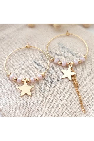 Boucles d'oreilles pendantes - Laiton plaqué or & zircons