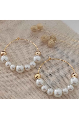 Boucles d'oreilles - Laiton plaqué or & perles synthétiques