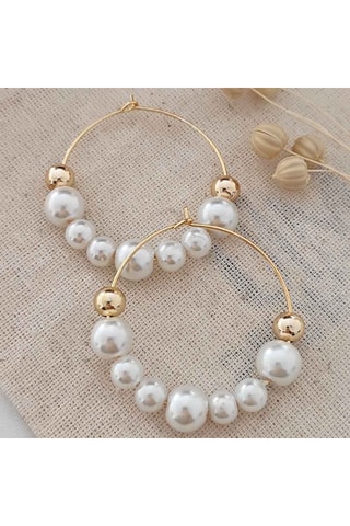 Boucles d'oreilles - Laiton plaqué or & perles synthétiques