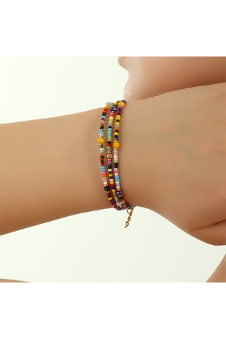 Bracelet - Laiton plaqué or & perles