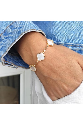 Bracelet - Laiton plaqué or - Blanc