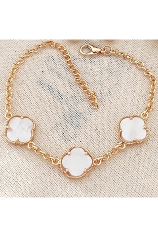 Bracelet - Laiton plaqué or - Blanc