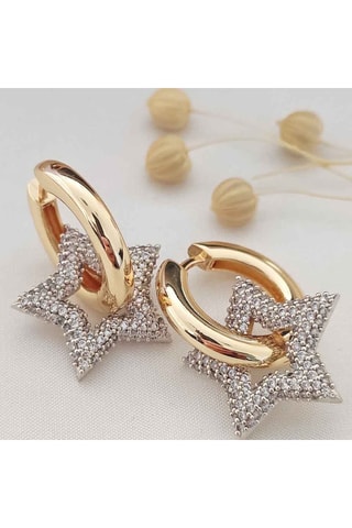 Boucles d'oreilles étoiles - Laiton plaqué or & zircons