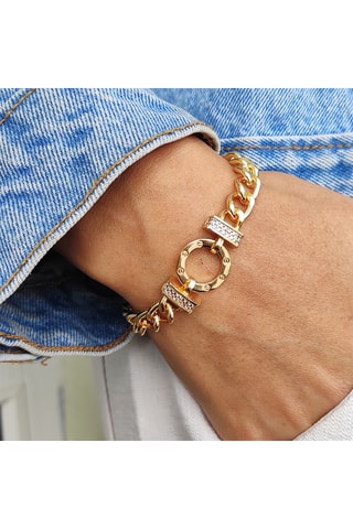 Bracelet - Laiton plaqué or & zircons