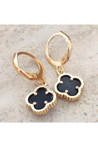 Boucles d'oreilles - Laiton plaqué or - Noir