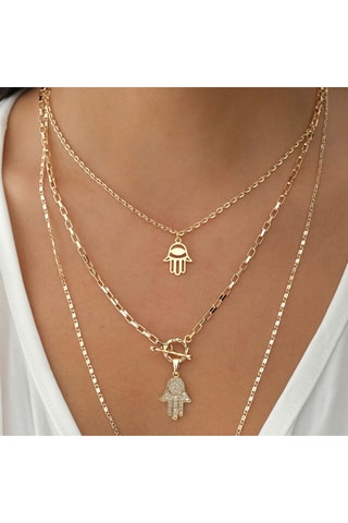 Collier multiple - Laiton plaqué or & zircons