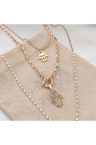 Collier multiple - Laiton plaqué or & zircons