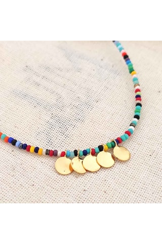 Collier - Laiton plaqué or & perles de rocaille