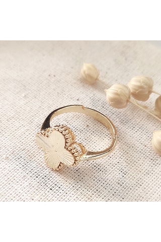 Bague réglable trèfle - Laiton plaqué or