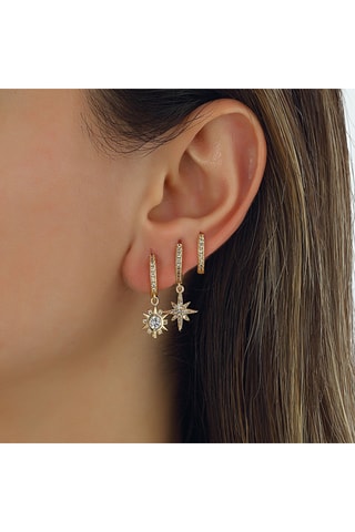 Trio de boucles d'oreilles - Laiton plaqué or & zircons