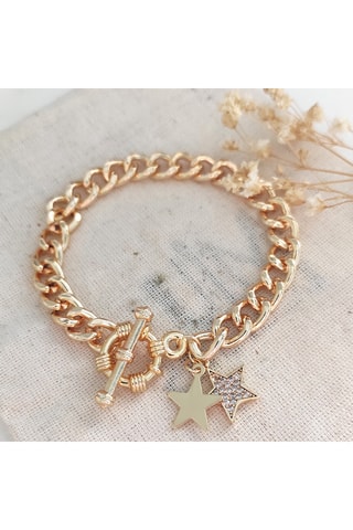 Bracelet étoile - Laiton doré, plaqué or & pierre de zircon