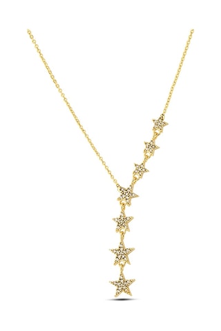 Collier étoile filante - Laiton plaqué or & zircons