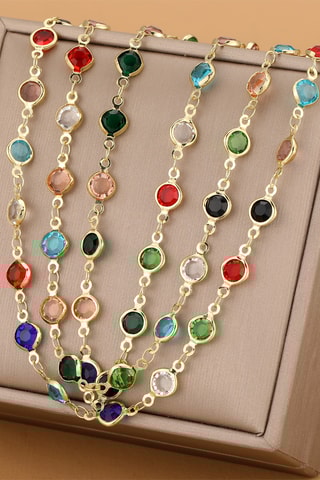 Collier - Plaqué or jaune et zircons