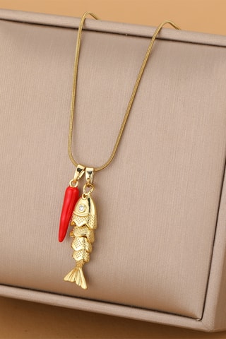 Collier - Plaqué or jaune et zircon