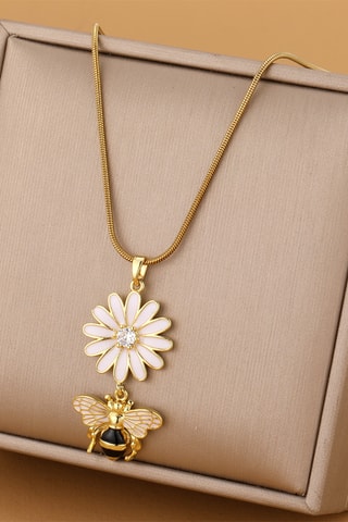 Collier - Plaqué or jaune et zircons