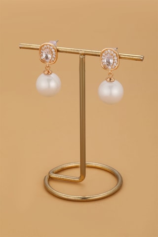 Boucles d'oreilles - Plaqué or jaune et zircons