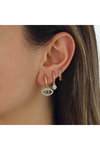 Trio de boucles d'oreilles - Laiton plaqué or & zircons