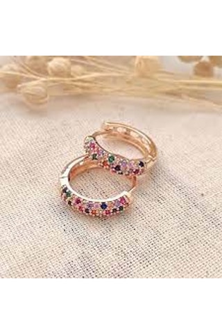 Créoles - Laiton plaqué or & zircons multicolores