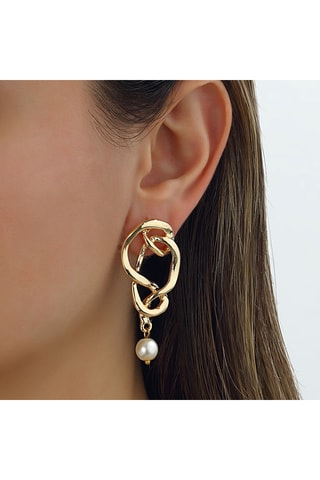 Boucles d'oreilles - Laiton plaqué or & perles synthétiques