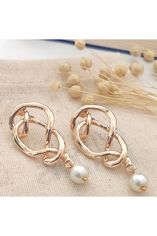 Boucles d'oreilles - Laiton plaqué or & perles synthétiques