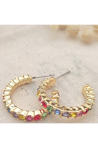 Demi créoles - Laiton plaqué or & zircons