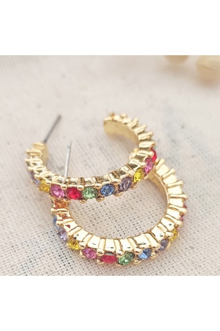 Demi créoles - Laiton plaqué or & zircons