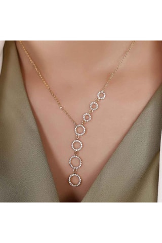 Collier - Laiton plaqué or & zircons