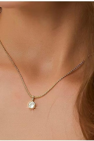 Collier - Plaqué or jaune et zircon