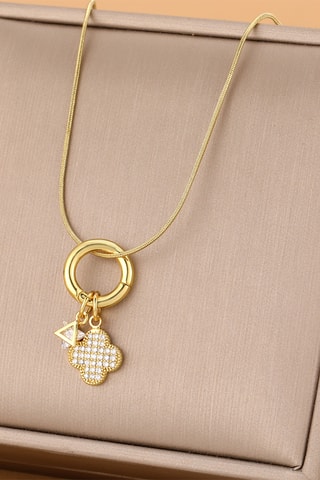 Collier - Plaqué or jaune et zircons