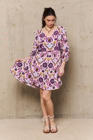 Abito corto in cotone Yucatan - Rosa