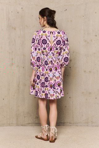 Abito corto in cotone Yucatan - Rosa