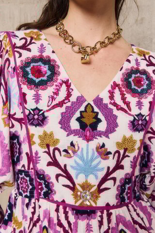 Abito corto in cotone Yucatan - Rosa