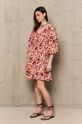 Abito corto in cotone Yucatan - Rosso