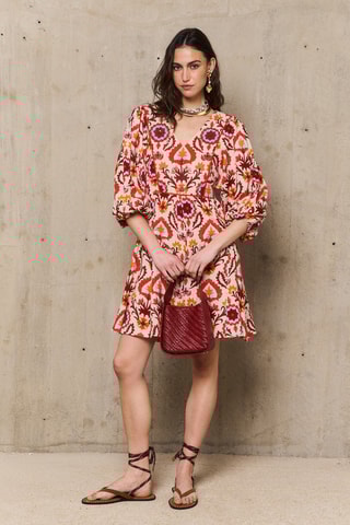 Abito corto in cotone Yucatan - Rosso