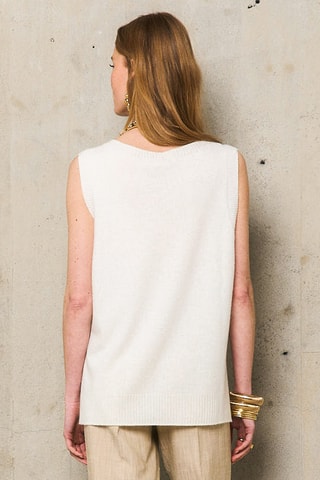 Maglia in lana merino Aina senza maniche - Beige