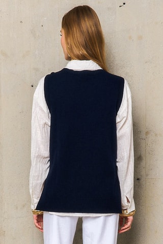 Maglia in lana merino Aina senza maniche - Blu