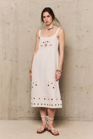 Abito midi in lino Loraine - Beige