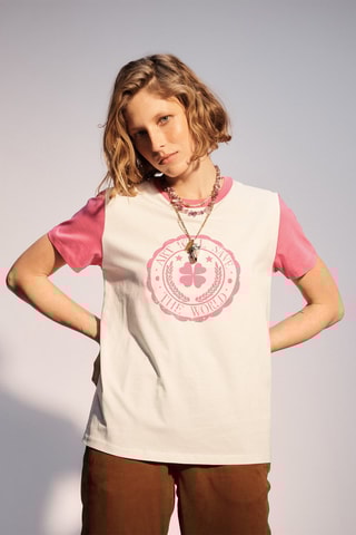 T-shirt Arty - Bianco e rosa